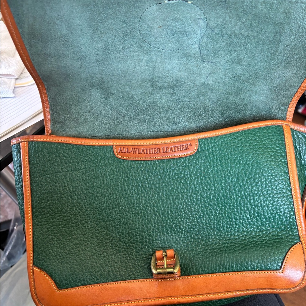Dooney & Bourke VINTAGE AWL Surrey Green & Tan Leather Crossbody MADE IN USA EUC - Picture 9 of 16